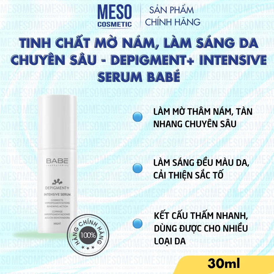Tinh chất mờ nám, làm sáng da chuyên sâu - Depigment+ Intensive Serum Babé 30ml